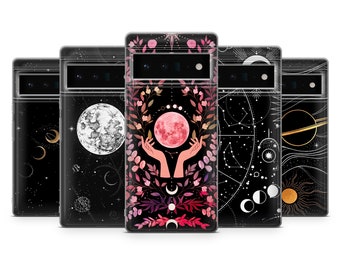 Funda de teléfono con diseño de luna y astrología, compatible con Google Pixel 10 Pro XL, 9A, 9 Pro, 8A, 8 Pro, 8, 7A, 7 Pro, 6, 6A, 3A, 4XL, 5, OnePlus 13, 12R, 11, 10 Pro.