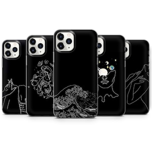 One Line Art Handyhülle Schutzhülle passend für iPhone 16 Pro Max 15 14 11 12 13 XS Samsung S25 S24 S23 S22 A15 A52 A70 Huawei P30