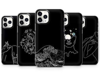 One Line Art Phone Case Minimalistic Art Cover Fit for iPhone 17 Pro Max 16 15 14 13 12 13 11 Samsung S25 S24 S23 FE A56 A16 Huawei P30 Pro