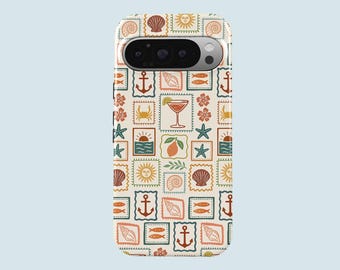 Retro Beach Phone Case Vintage Summer Stamps Phone Cover Fit For Google Pixel 11 Pro XL 10A 10 Pro 9A 9 Pro XL 8 8A 7A 7 Pro 6 Pro 6A