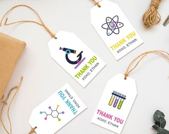 Chemistry Thank You Tags, Science Party Thank You Tags, Printable Scientist Birthday Thanks Tags, Thank You For Coming Tag, Digital Download