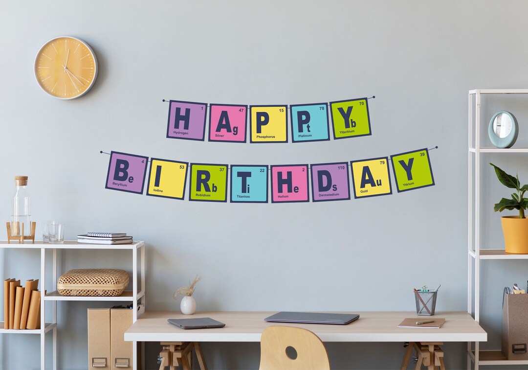 Periodic Table Happy Birthday Banner, Science Party Bunting, Printable ...