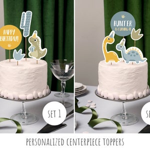 Cute Dinosaurs Cake Toppers, Age Centerpiece Figure, Dino Party Cake ...