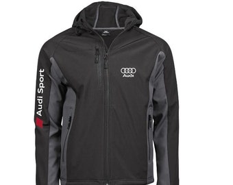 Audi Sport Style Soft-shell Jacket - Hooded Jacket waterproof - Windproof Winter Jacket – Personalized Vintage Racing Gifts for Him