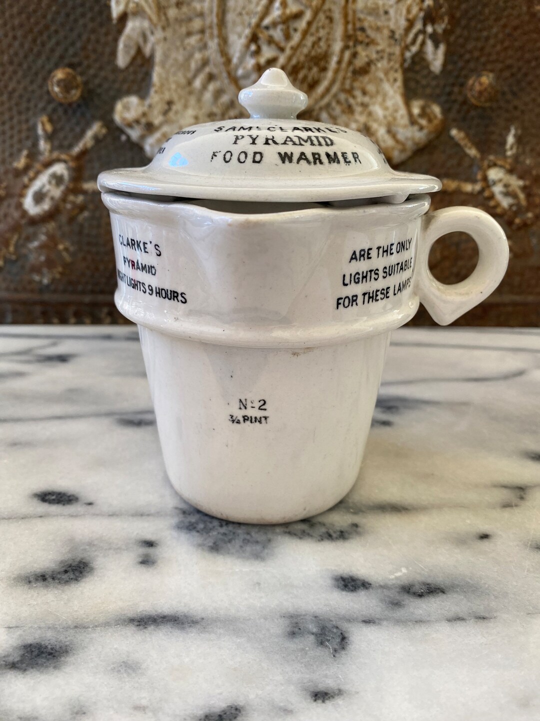 Sam Clarkes Pyramid Food Warmer With Printed Lid No. 2 Etsy