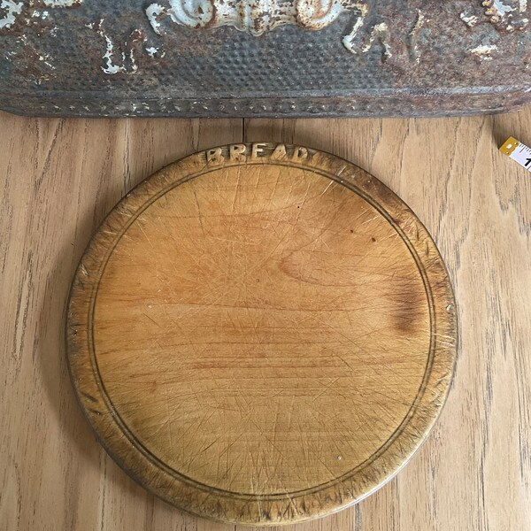Antique English Carved Wood Bread Board - 11”