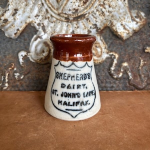 Antique Stoneware Two-Tone Cream Pot – Shepherd’s Dairy, St. John’s Lane, Halifax, England, c. 1900