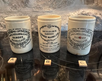 1# Thin James Keiller Ironstone Dundee Marmalade  - Antique English Advertising Pots - You Choose