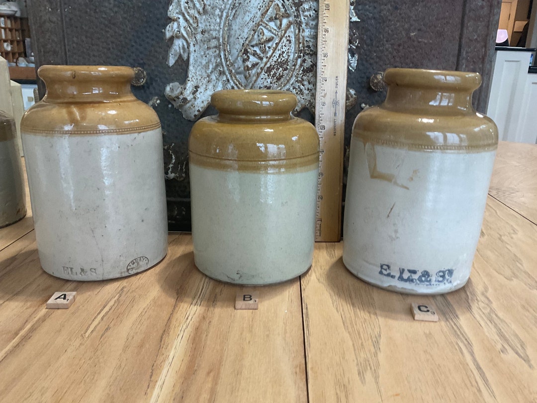 Antique English Two Toned Stone Earthenware Storage Jar C. 1890 Large ...