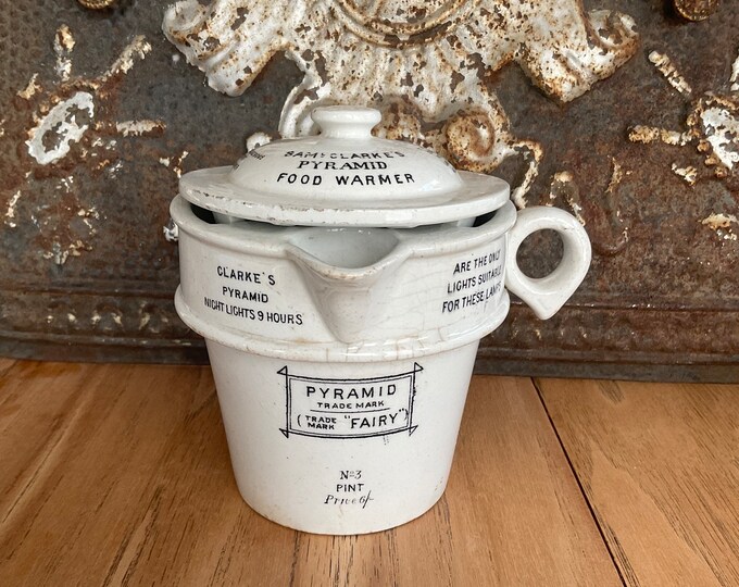 Sam Clarkes Pyramid Food Warmer With Printed Lid No. 3 Antique English