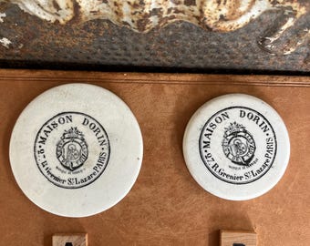 Antique French Transfer Printed Pot Lids - Maison Dorin, Sold Separately, c.1890