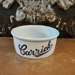 RARE Carrick Shallow Dish Antique English Advertising Pot, c. 1900