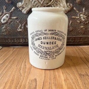 2# Antique James Keiller Dundee Marmalade Rolled Shoulder Advertising Pot - Rare Shape - c. 1862