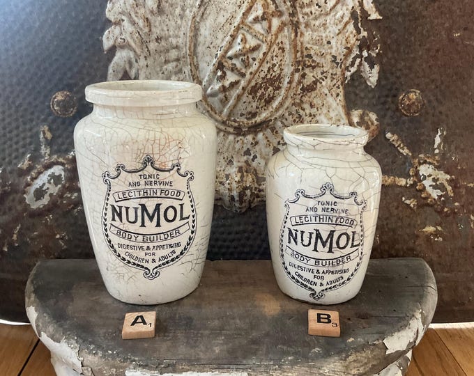 Antique Ironstone Advertising Pot: Numol Tonic, English Victorian Decor ...