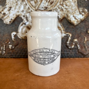 Poulton & Noel - Home-Made Potted Meats - Belgravian Brand c. 1890 - Antique English Advertising Pot