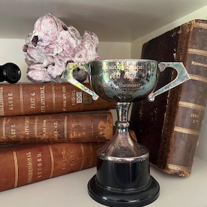 Vintage English Silver Plated Medium Size Loving Cup Trophy w/ base