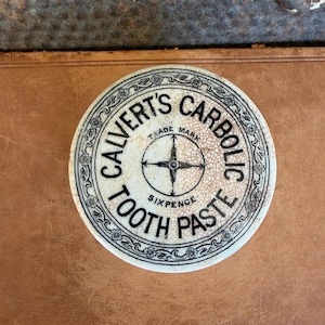 CALVERT’S CARBOLIC Tooth Paste Lid w/base - Antique English Advertising Pot, c. 1900