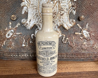 Plynine Co Limited Household Ammonia - Antique English Advertising Pots - Rare Split Size,  c. 1880