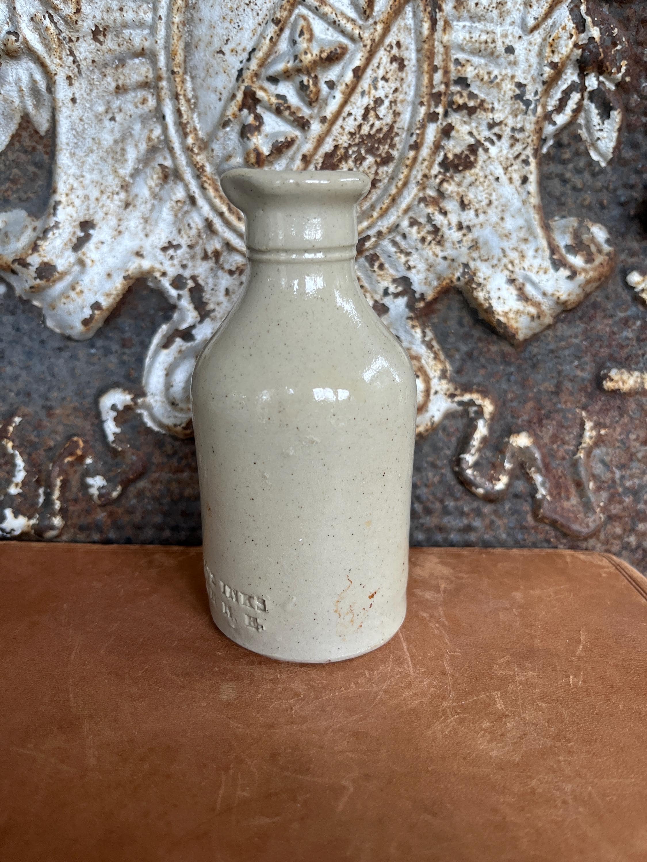 Pridges Small Antique English Master Ink Stone Bottle w/ spout c. 1890