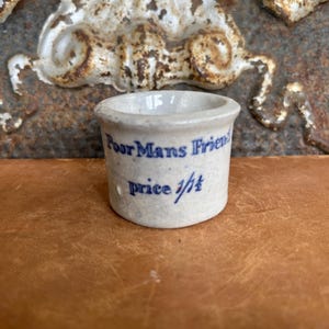 Poor Man’s Friend  - Antique Mini Ironstone Apothecary Pot  c.1880
