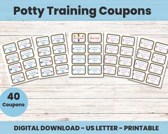 Potty Training Coupons, Printable Coupons for Potty Training, Toddler Reward, Potty Training Reward, Bathroom Reward, Preschool Reward