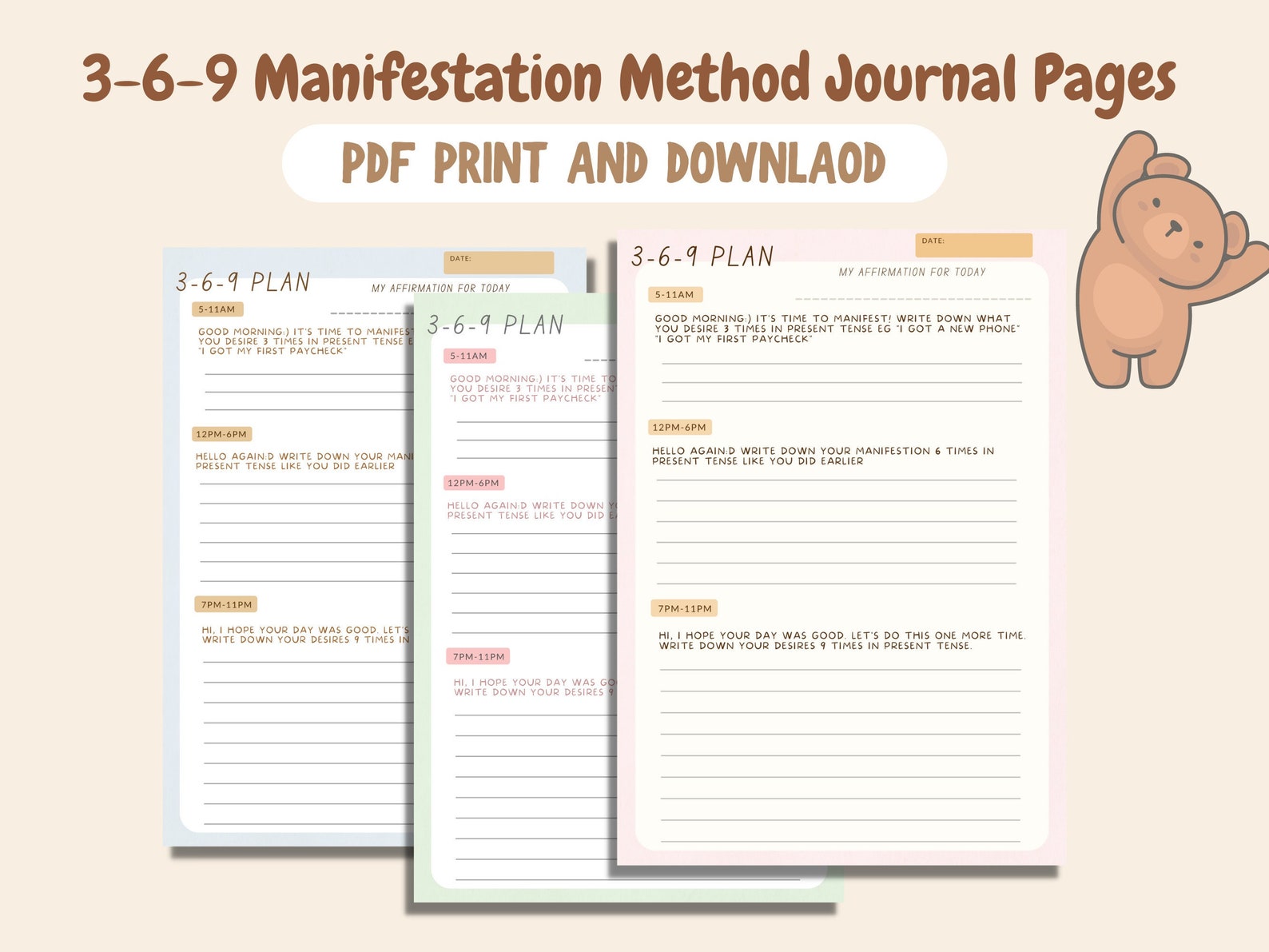 369 Manifestation Method Journal Page, Print and Download PDF, Law of ...