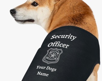 Personalized Security Officer Dog Tank: Custom Badge Pet Clothes