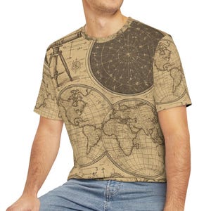 Alte Seekarte für Männer T-Shirt, Vintage Kartographie Shirt, Meeresnavigation T-Shirt, Entdecker Geschenk für ihn, Maritime Geschichtskleidung