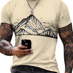 Herren T-Shirt der Antiken Weisheit, All-Over Print Tee, Fraktal Blume des Lebens Shirt, spirituelle Karte Tee, einzigartiges Geschenk für Ihn