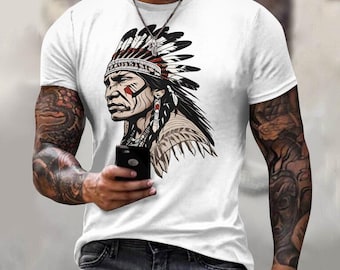 American Indian warrior Chief all over tshirt, Warrior Chief mind set t-shirt, American indian art shirt, gift for him