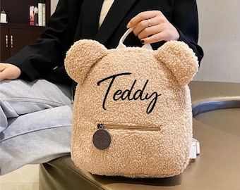 Personalized Teddy Bear Backpack: Custom Embroidered Toddler Travel Bag