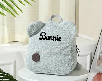 Mochila personalizada con oso bordado: mini mochila de viaje para niños