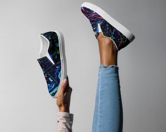 Splattered Paint Dames slip-on canvas schoenen, slip-on comfort sneakers, stijlvolle zomersneakers, slip-on slip-off schoenen om je voeten te behandelen