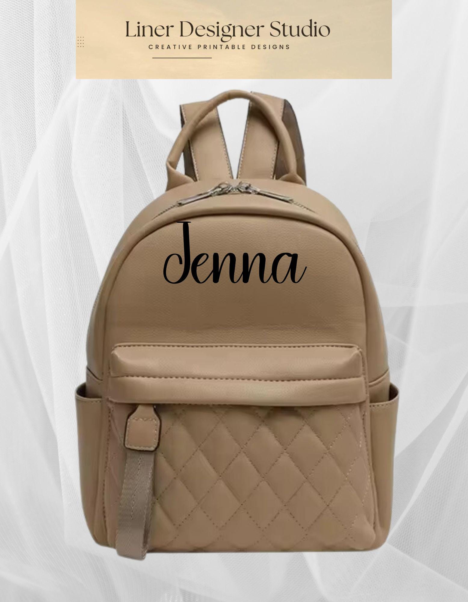 Personalized Initial Mini Backpack Cute Small Faux Leather Daypack Embroidered Name Mini Backpack: Custom PU Leather Daypack - Etsy main image 3