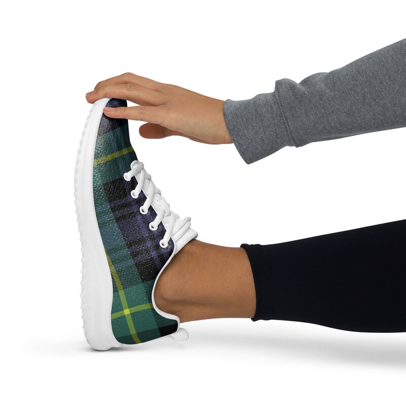 Green Plaid Tartan Women's Slip On Sneakers