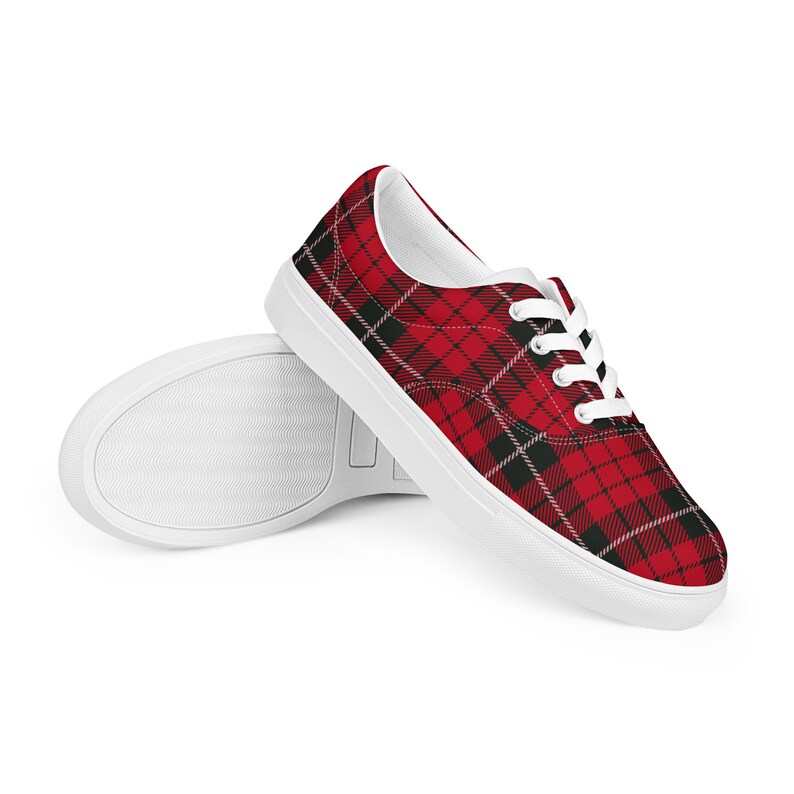 Women’s Red Plaid lace-up canvas athletic shoes