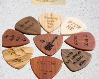 Custom high quality Wood Guitar picks ,Personalized Guitarist Engraved Wooden Picks, Gift for Guitar Player, variety of pick styles, giftfor