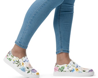 Blumendruck Canvas Slip-On Schuhe: Damen Sommer Stil