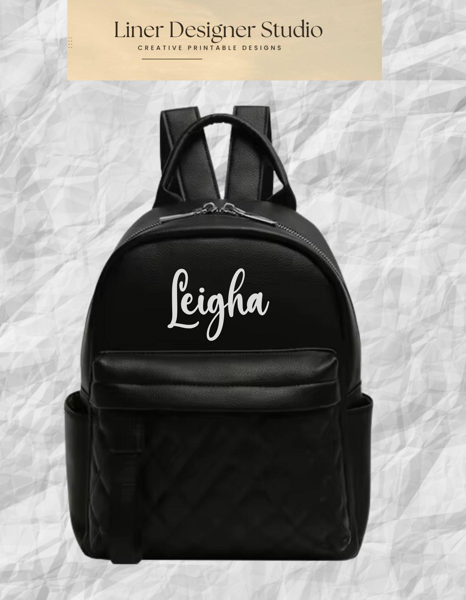 Personalized Initial Mini Backpack Cute Small Faux Leather Daypack Embroidered Name Mini Backpack: Custom PU Leather Daypack - Etsy main image 4