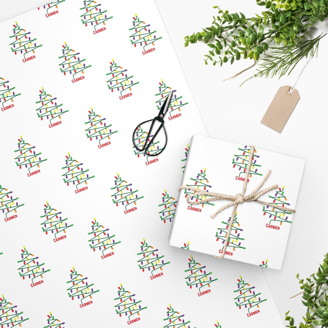 Personalized Christmas Wrapping Paper, Personalized Name With Christmas