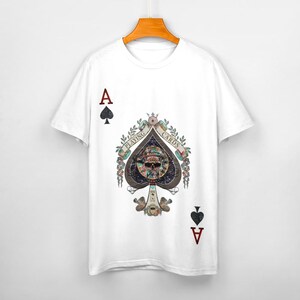 Camiseta con estampado integral de as de espadas para hombre: perfecta para amantes de los casinos y jugadores de póquer, camiseta para salidas nocturnas de chicos, camiseta de juego, regalo para él
