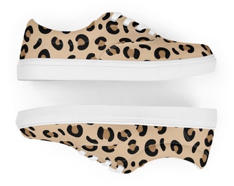 Leopard Print Canvas Sneakers: Women's Lace-Up Athletic Shoes