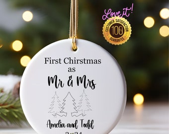 Eerste Kerstmis in nieuw huis Ornament Dhr en Mevr, Gepersonaliseerde Kousornament, Getrouwd Ornament/Verloofd Ornament, Aangepaste kerstcadeau