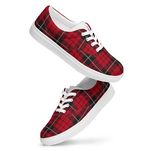 Women’s Red Plaid lace-up canvas athletic shoes