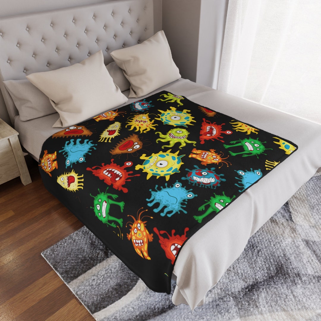 Unscary Monsters Minky Blanket, Cute Monster Blanket for Kids Room