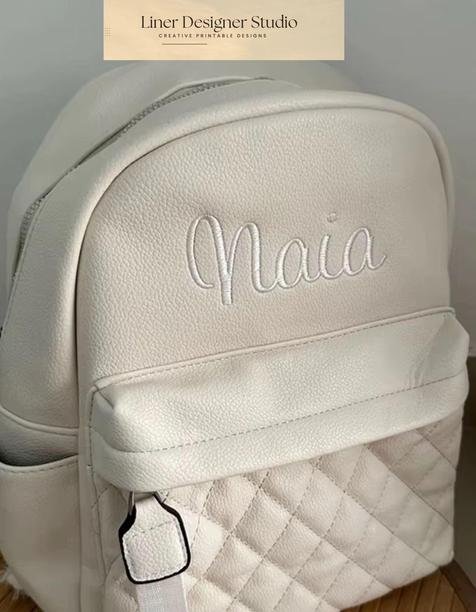 Embroidered Name Mini Backpack: Custom PU Leather Daypack - Etsy