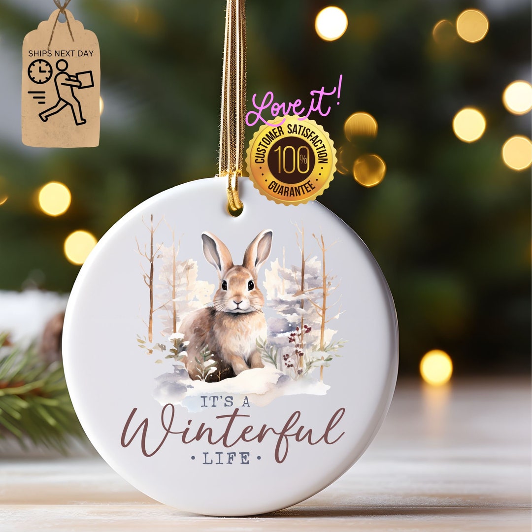 Winter Bunny Ornament, Its a Winterful Life Winter Ornament, Christmas ...