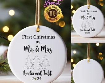 First Christmas as Mr and Mrs Ornament, First  Couples ornament, Personalized Stocking Ornament, Married Ornament/, Custom Christmas Gifts