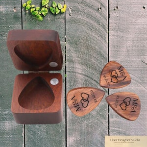 Personalized Guitarist Pick Case, Customized Guitarist Engraved Wooden Pick Box, Gift for Guitar Player, guitarist pick storage , giftfor image 3