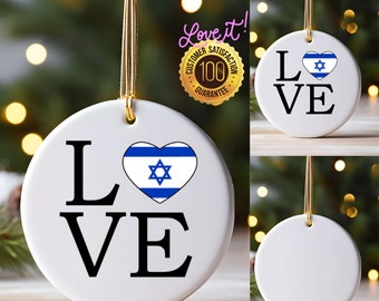 Love Israel Ornament, Hanukkah Ornament, Christmas Ornament, support Israel Ornament, Israel love Ornament, Hanukah gifts, peace and love